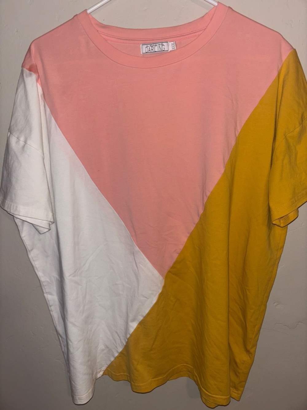 Darling Colorblock Tee in Pink, White & Mustard Yellow